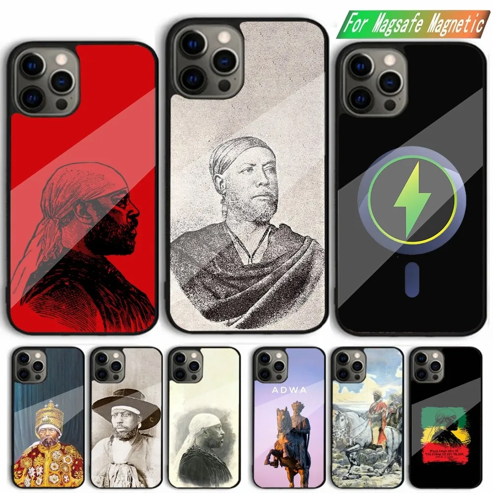 Emperor Menelik Ii Ethiopia Adwa Phone Case For iPhone 15,14,13,12,11,Plus,Pro,Max Mini Magsafe Magnetic Wireless Charging