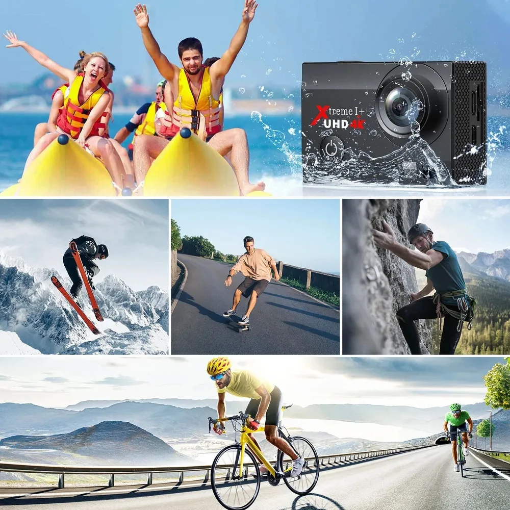 Sports Action Camera 4K 30FPS 20MP Digital Video Camcorder 170° Wide Angle EIS  with External Microphone Remote Control