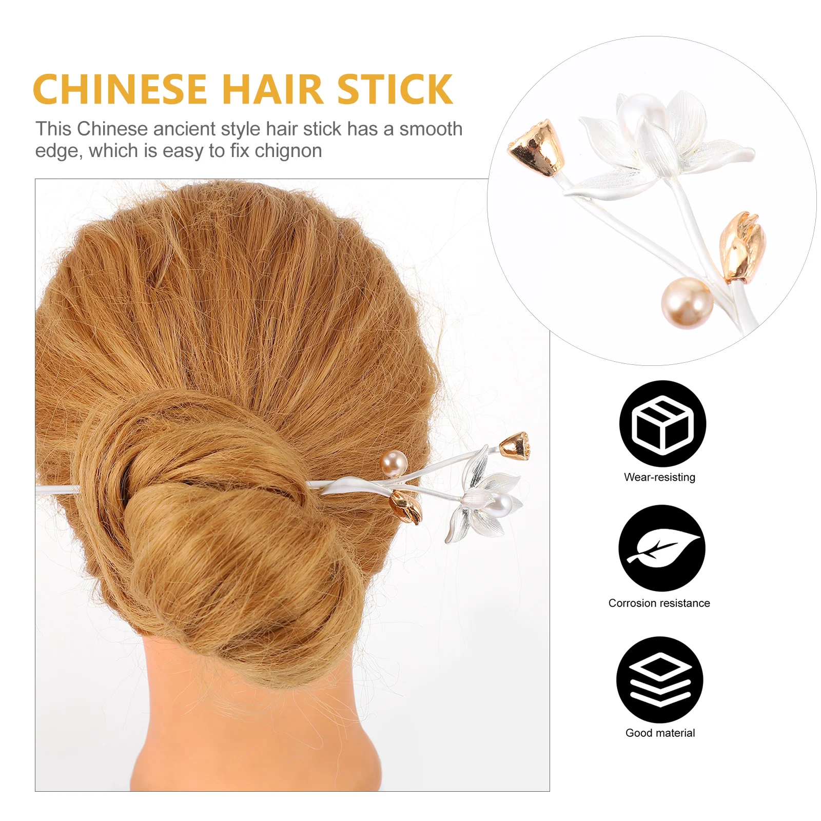 

Durable Zinc Alloy Lotus Hairpin Retro Chinese Flower Hair Styling Pin Elegant Classic Hair Chopsticks For Casual Party Cosplay
