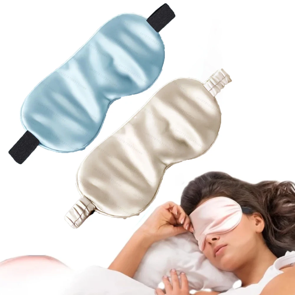 

Double-Sided Imitation Silk Eye Mask Breathable Sleep Light-Blocking Eye Mask 100% Blackout Blindfold with Adjustable Strap Gift
