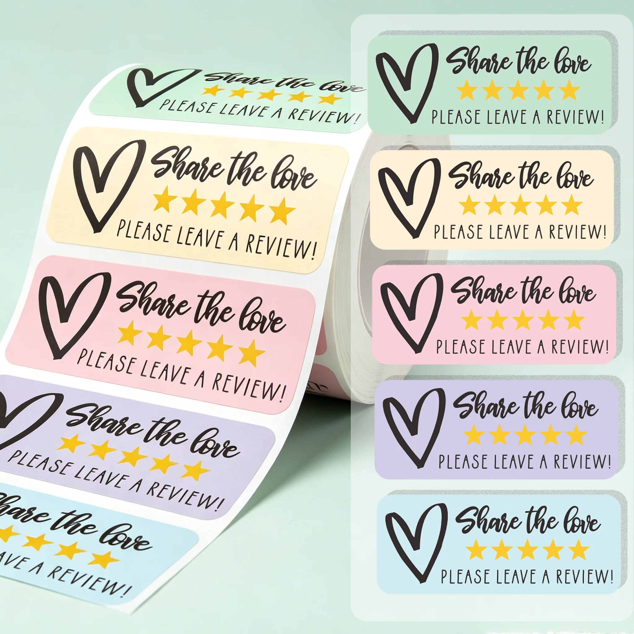 200 pièces/rouleau, partagez l'amour, autocollant pour petites entreprises, merci pour votre achat, veuillez laisser un avis, autocollant pour petites entreprises