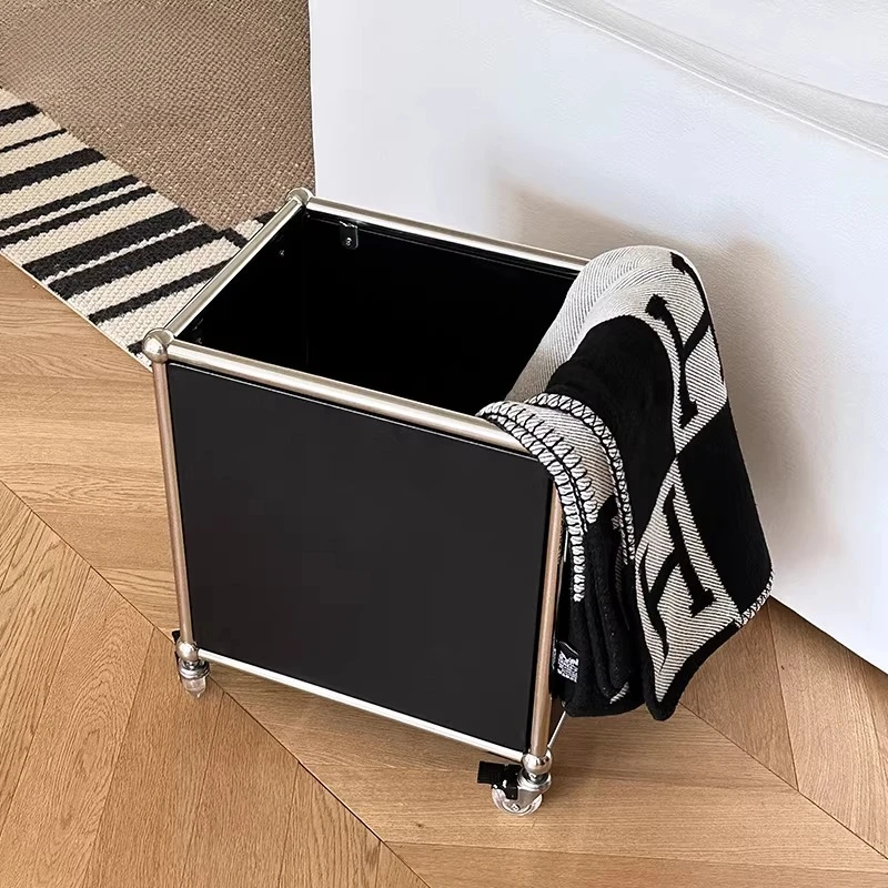 

Bauhaus Style Rolling Storage Cart Stainless Steel Kitchen Office Organizer Movable Snack Toy Holder for Bedroom Laundry Baskets