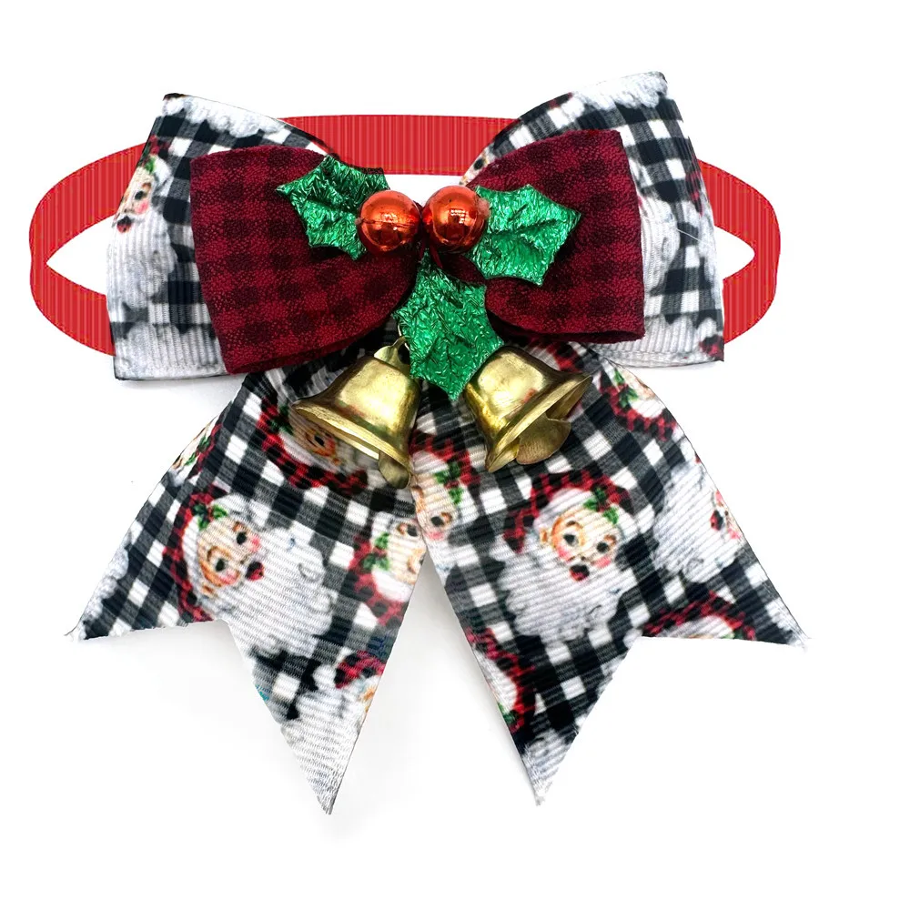 50pcs Christmas Dog Bowtie Snowman Christmas Tree Small Dog Cat Bow Tie Collar for Dogs Pets Grooming Supplies Dog Accessories