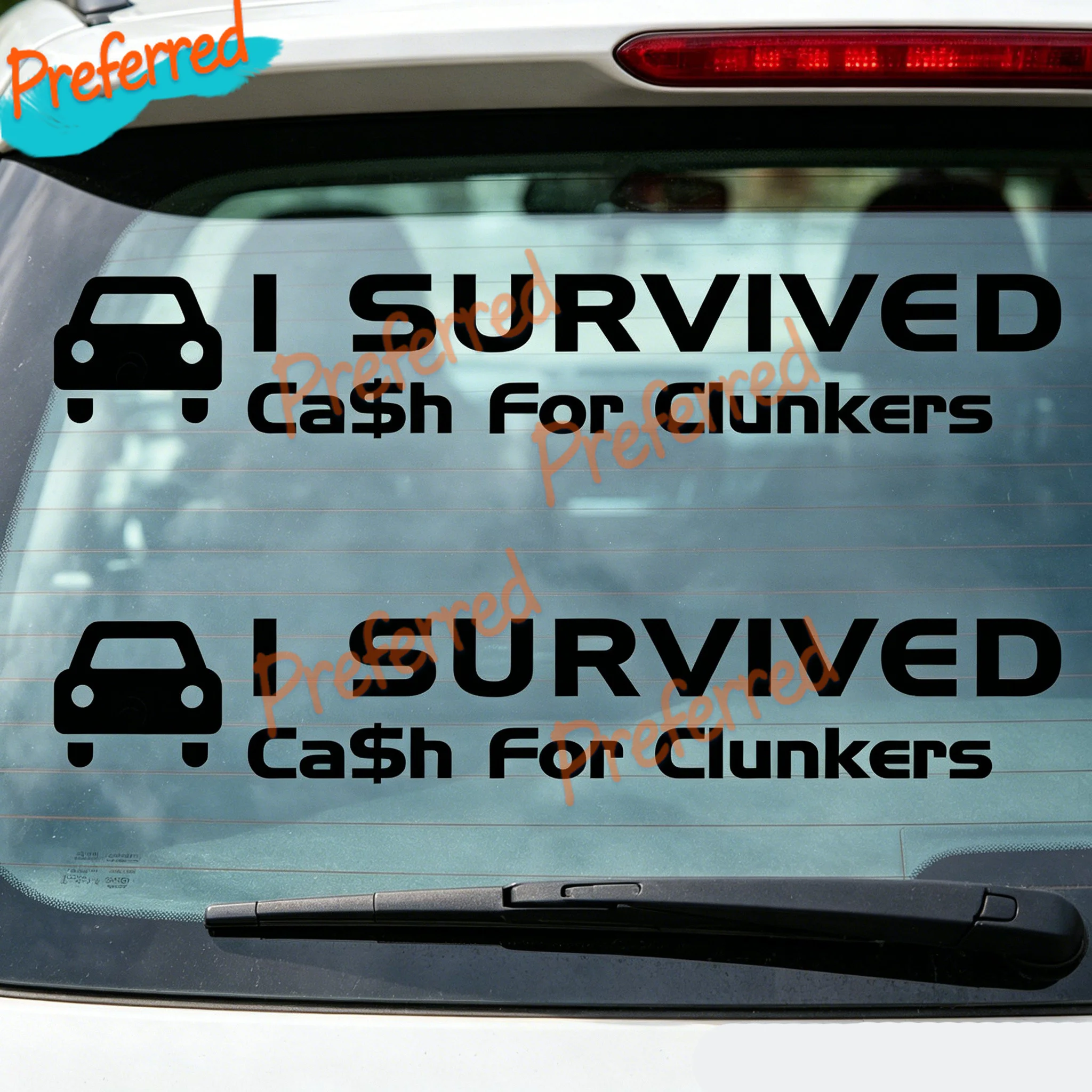 2 наклейки «Я выжил» для программы Cash for Clunkers, виниловые наклейки для автомобилей, настраиваемые по размеру, без фона
