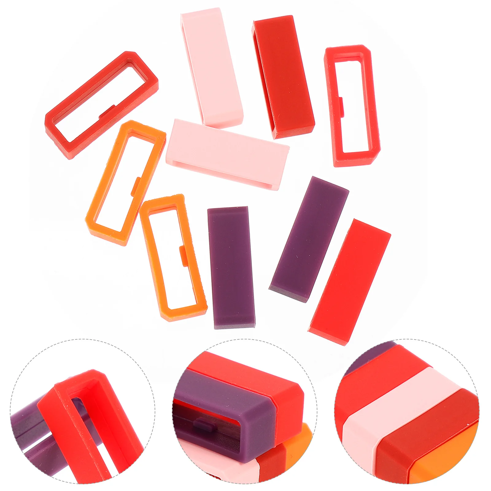 10 Pcs Bezel Buckle Watch Band Strap Retainer Fastener Rings Clip Silica Gel Holder