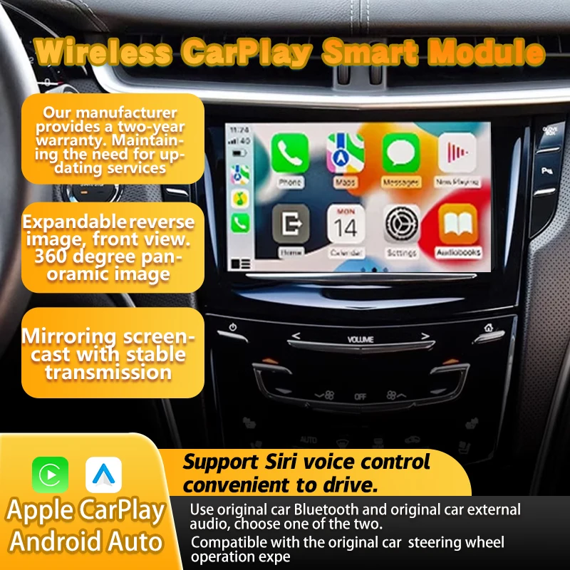 Беспроводная фронтальная камера CarPlay Android Auto для Cadillac2014-2017 ATS XT5 XTS SRX CTS 8 дюймов с ЖК-дисплеем и зеркалом
