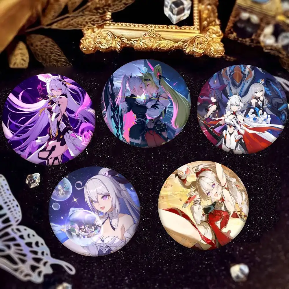 Pin de solapa de metal con diseño de la insignia de Kiana Kaslana Houkai 3rd, accesorio para ropa y mochila