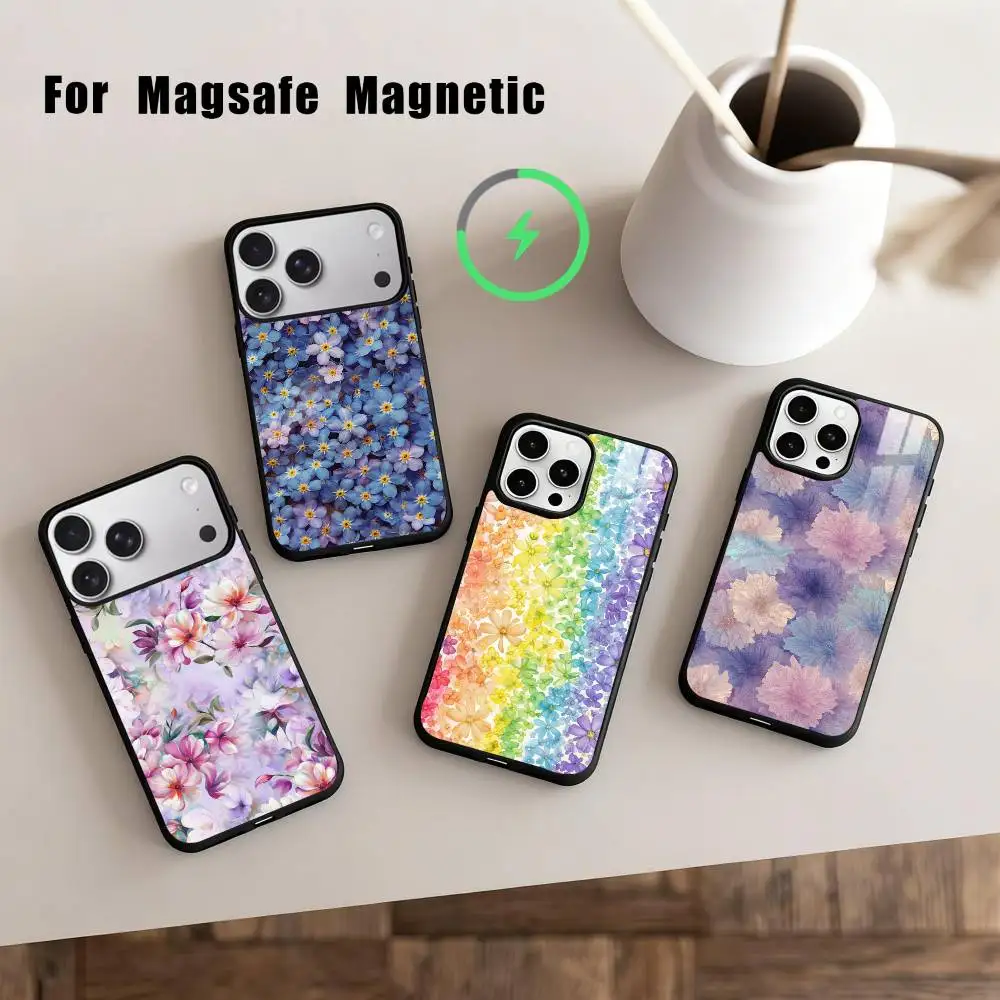

F-Flowers A-art Phone Case For iPhone17,16,15,14,13,12,11 Plus,For Magnetic Wireless Charge Cover