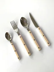 Ahunderjiaz-Stainless Steel French Knife, Fork and Spoon Set, Western Steak Dinnerware, Kitchen, Kitchen, Barware, 4Pc Set