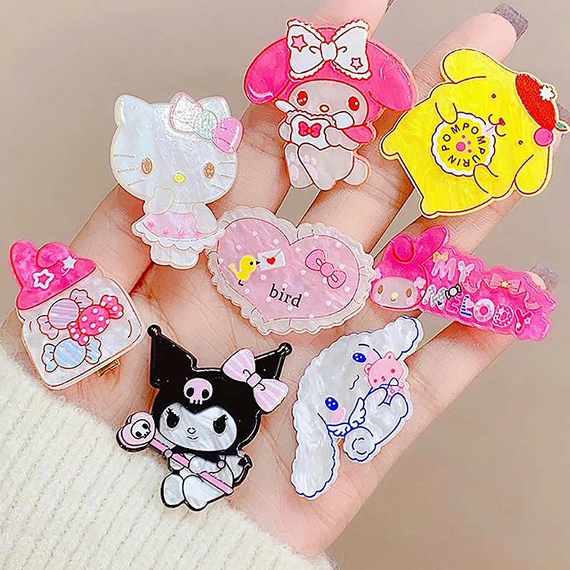 Sanrio Cartoon Hair Clips Barrettes Hair Cartoon Kawaii Accessories Hairpins Cute Girl Heart Gift