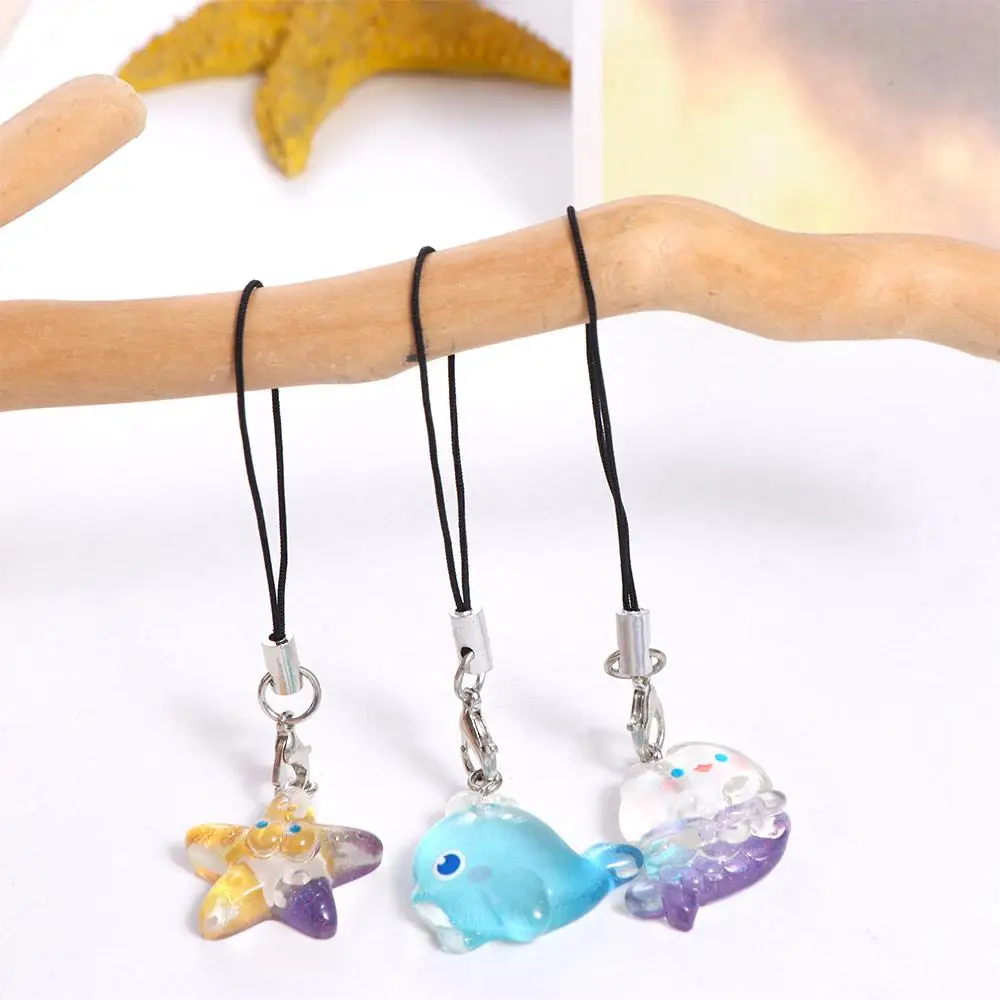 Hanging Cord Lanyard Fish Phone Chain Sea Creature Starfish Phone Hanging Rope Kawaii Fish Tail Mobile Phone Chain Trinket Gift