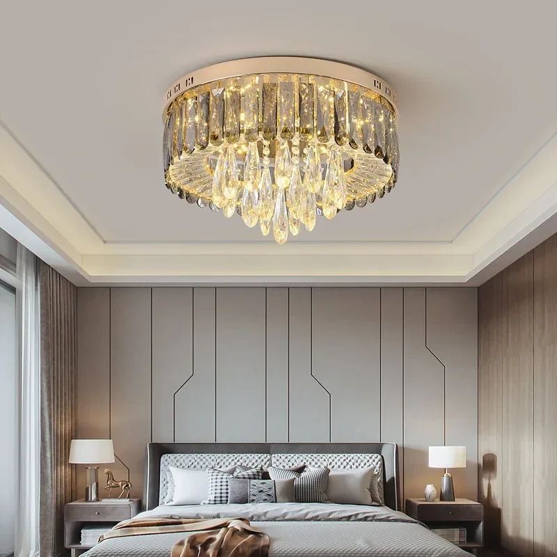 

SANDYHA Modern Crystal Bedroom Ceiling Lights Restaurant Circular LED Chandelier Living Room Home Decor Indoor Lighting Fixtures