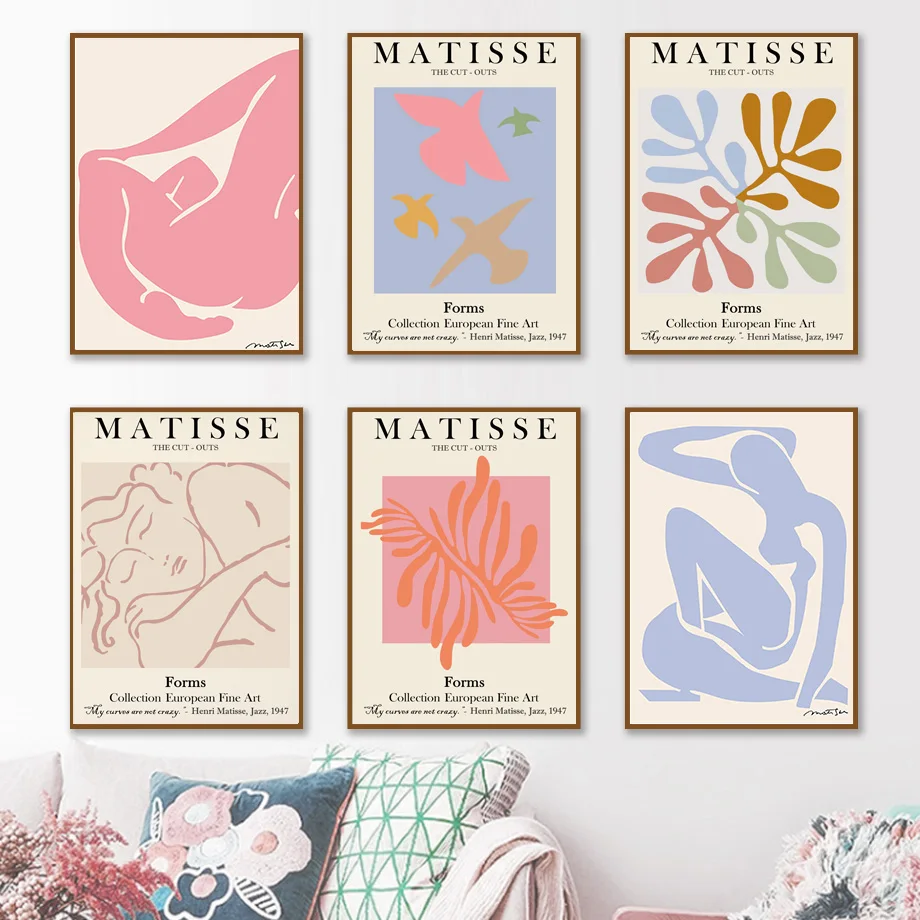 Abstract Matisse Girl Body Pigeon Coral  And Prints Wall ArtNordic Posters Canvas Painting Wall Pictures For Living Room Decor