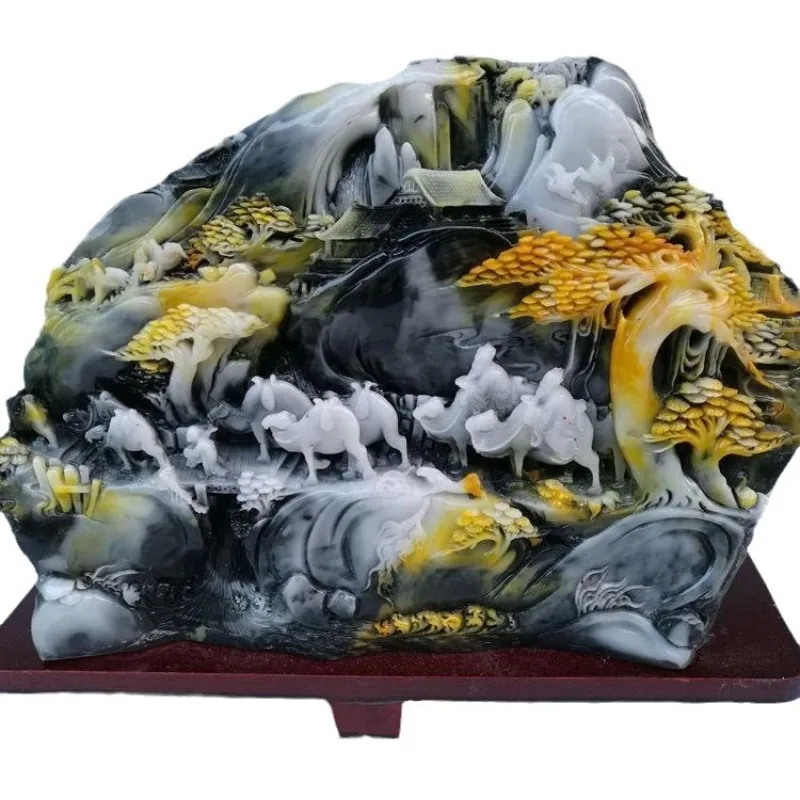 Jade Silk Road ornaments, Shoushan stone hibiscus stone handicrafts, rare stones, rough stone carvings, home office housewarming