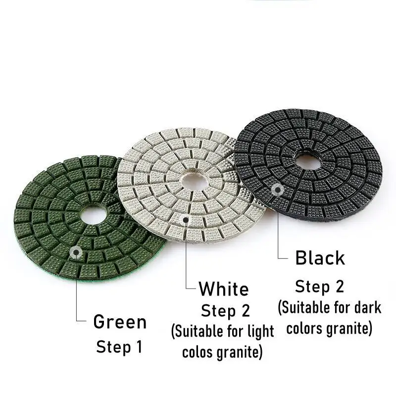 3PCS 3 Inch 80mm Black/White/Green Buff Pad Diamond Wet Polishing Pads For Granite Stone Concrete Marble Polishing and Grinding