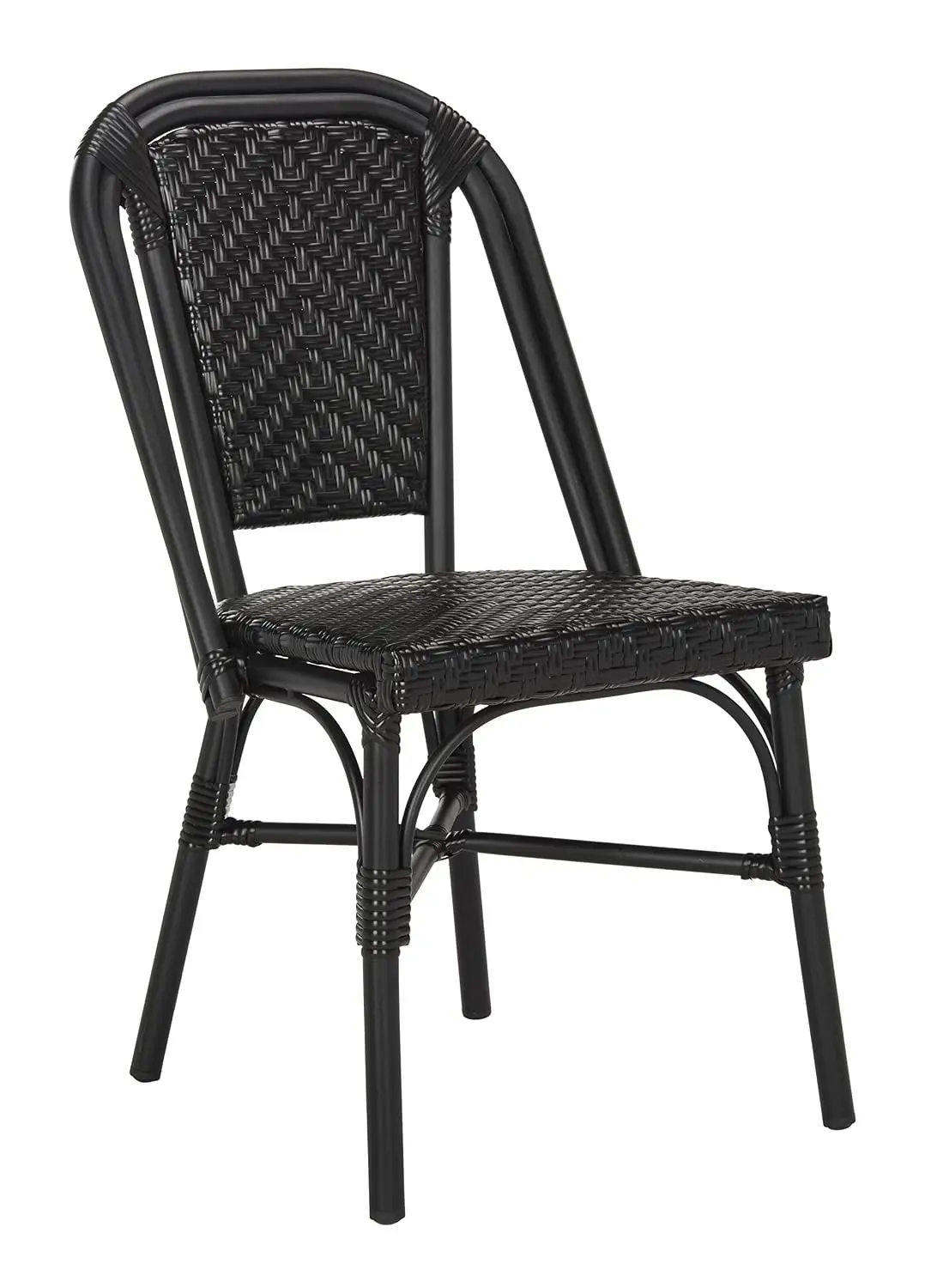 Outdoor Stacking Side Chair Weather Resistant Patio Garden Dining Chair, Black, Set of 2, Customized