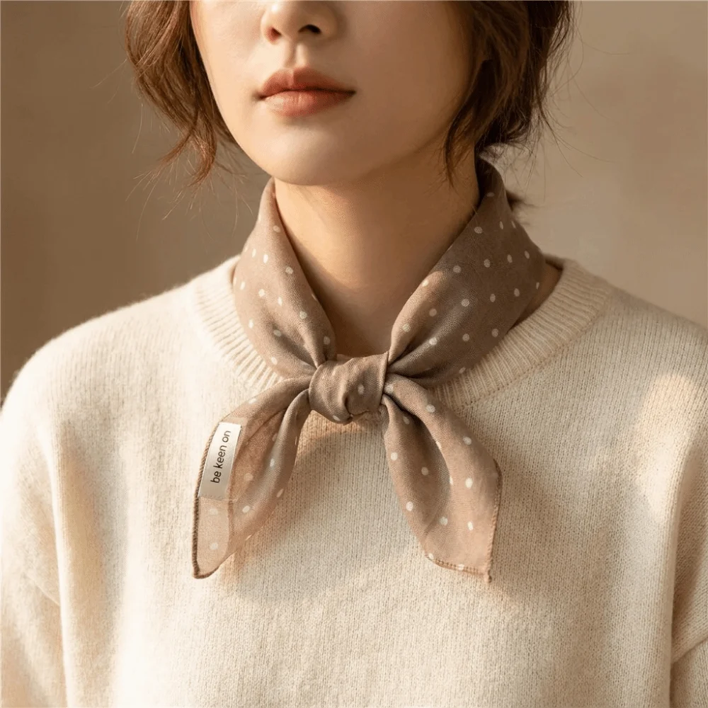 New Style Lightweight Polka Dot Headscarf Soft Multi Color Neckerchief Headwrap Breathable Bandana Autumn