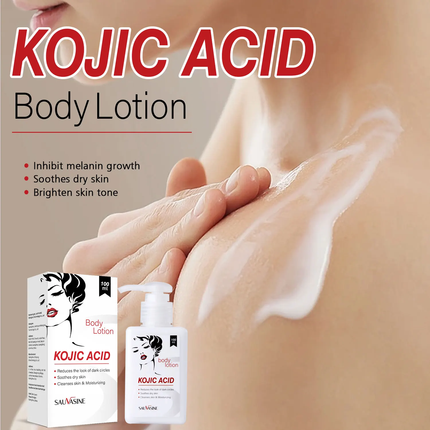 

Kojic Acid Body Milk Lotion Bleaching Cream Whitening Cream for Dark Skin Moisturizing Smoothing Body Lotion Skin Lightening