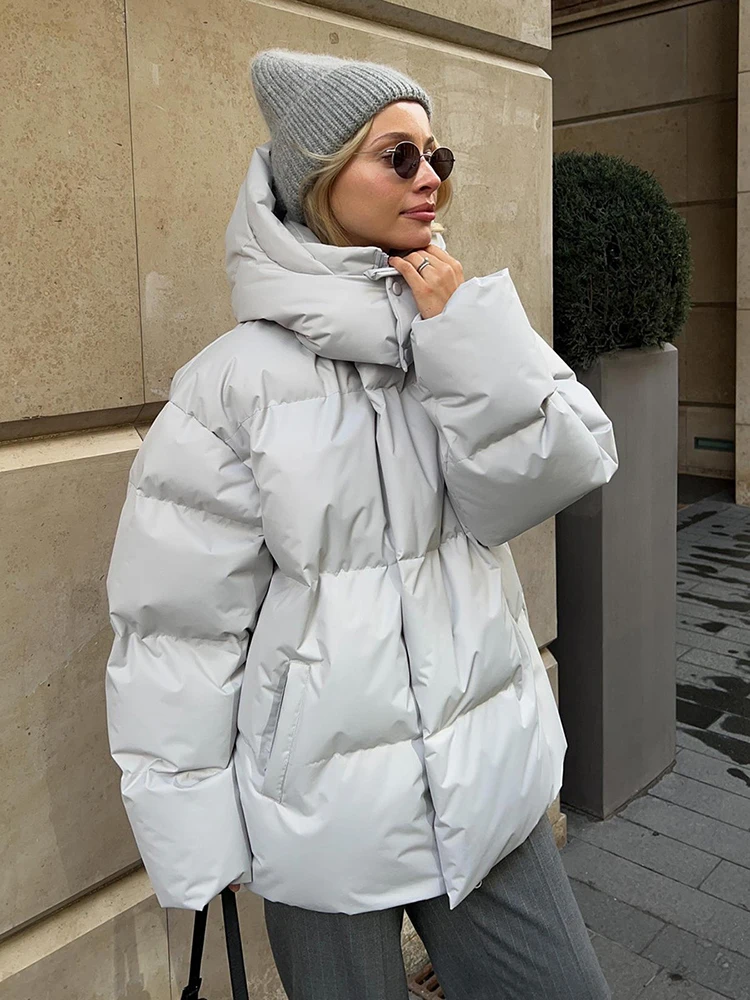 Cotton Padded Jacket 2024 Autumn Winter New Hooded Puffer Parka Outerwear Harajuku Streetwear Loose Coat For Women