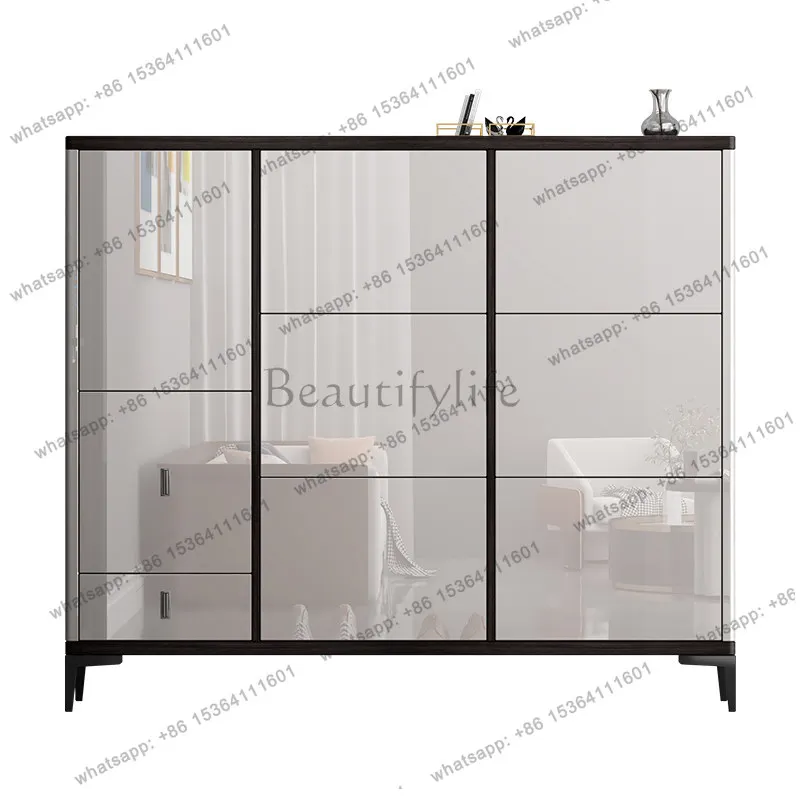 

Light luxury ultra-thin shoe cabinet tipping bucket integrated modern simple large-capacity entrance cabinet