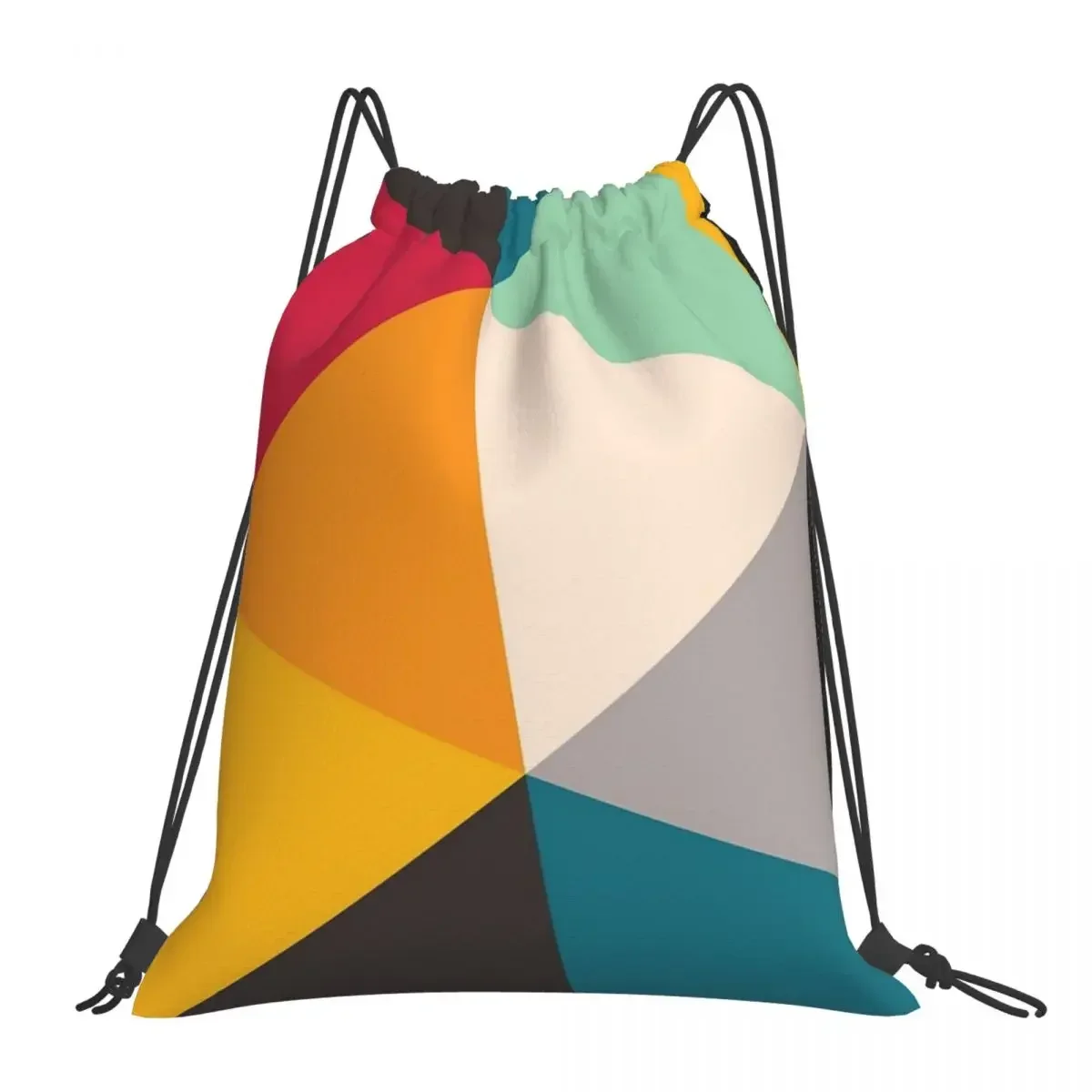 

Colourful Geometric Triangles Backpacks Portable Drawstring Bags Drawstring Bundle Pocket Sports Bag BookBag For Travel School