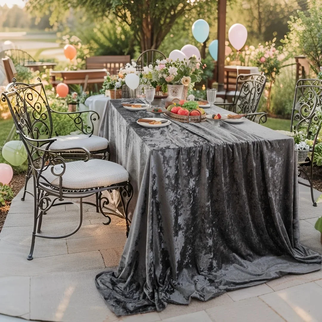 1 PC Luxury Crushed Velvet Rectangular Tablecloth Soft And Durable, Elegant Table Setting, Christmas, Themed Party