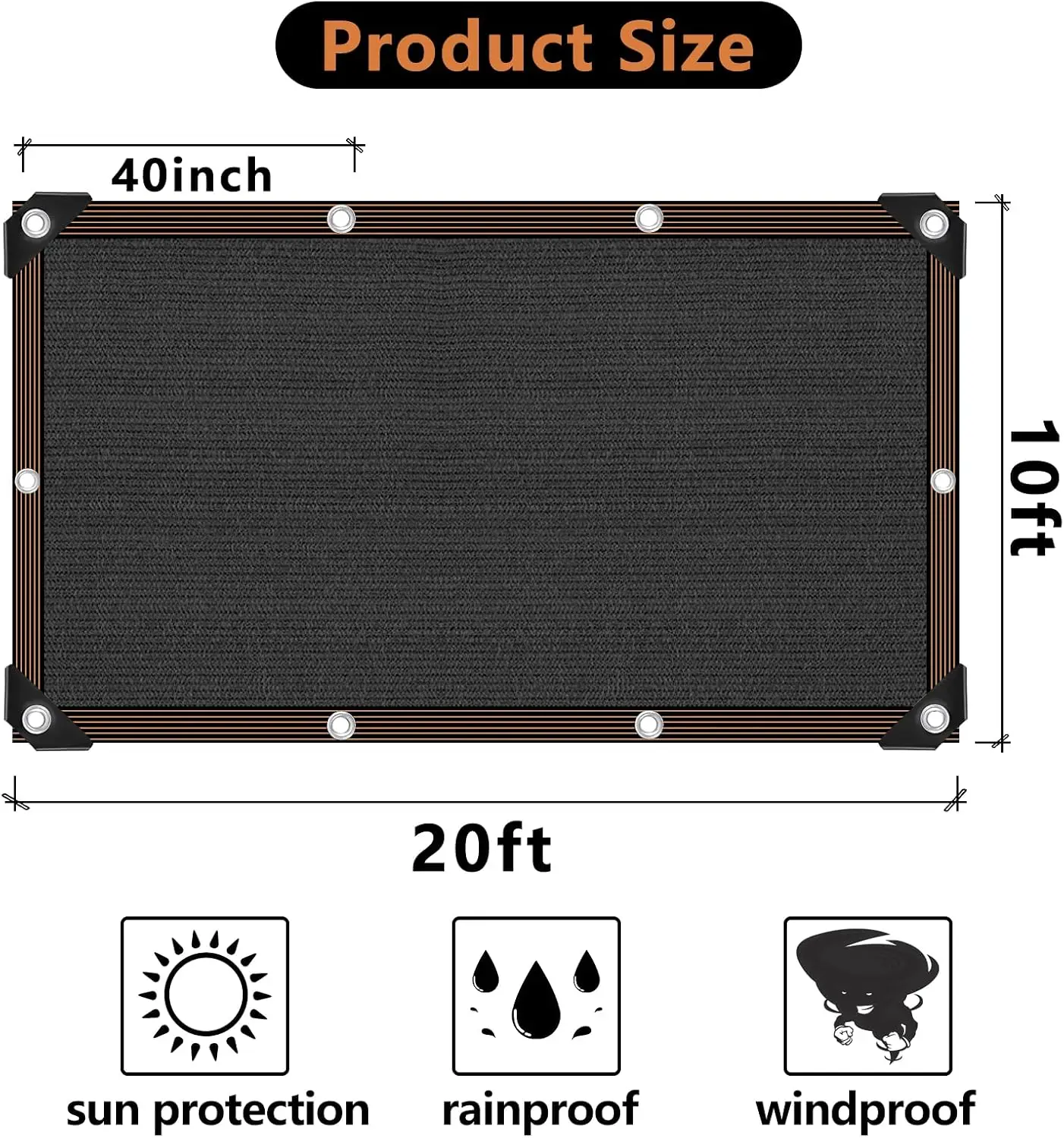 Garden Shade Cloth 80-90% Sun Block Netting with Reinforced Grommets for Greenhouse Patio Backyard, 10x20FT