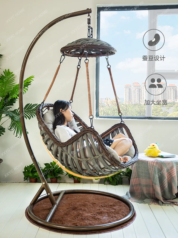 Hanging Basket Cradle Rattan Chair Balcony Glider Home Indoor Swing Bird Nest  Chlorophytum Chair Hammock Lazy Bone Chair