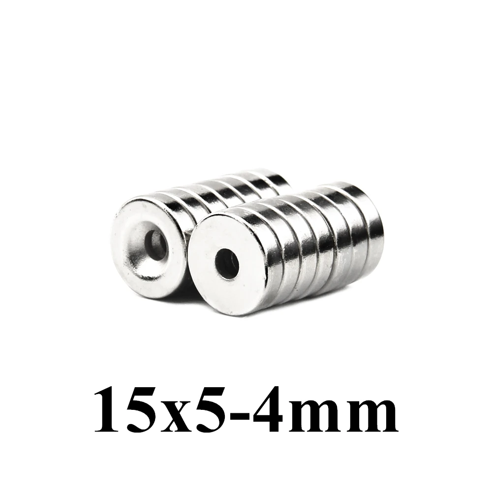 

5pcs 15x5mm Hole: 4mm Super Strong Round Neodymium Countersunk Ring Magnets N35 Neodymium Magnet