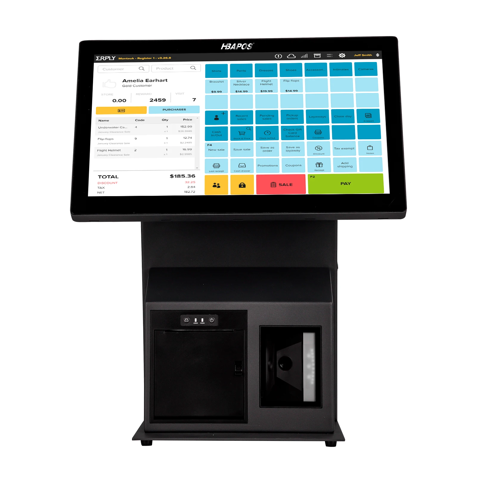 ATV&UTV15.6 Restaurant Desktop All in One Pos System Retail Touch Cashier Machine POs Terminal  with 80mm Thermal Printer 2D Sca