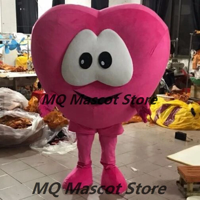 Unisex Animal Pink Heart Mascot Costume Christmas Fancy Dress Clothing Celebration Party Advertise Cartoon Character Cosplay