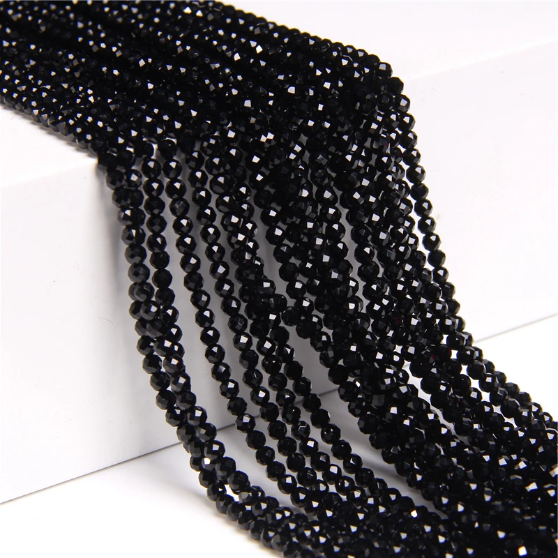 Small Bead Natural Stone Facted Black Spinal Sapphires Rubys2 3 mm section Loose Beads for Jewelry Making Necklace DIY Bracelet