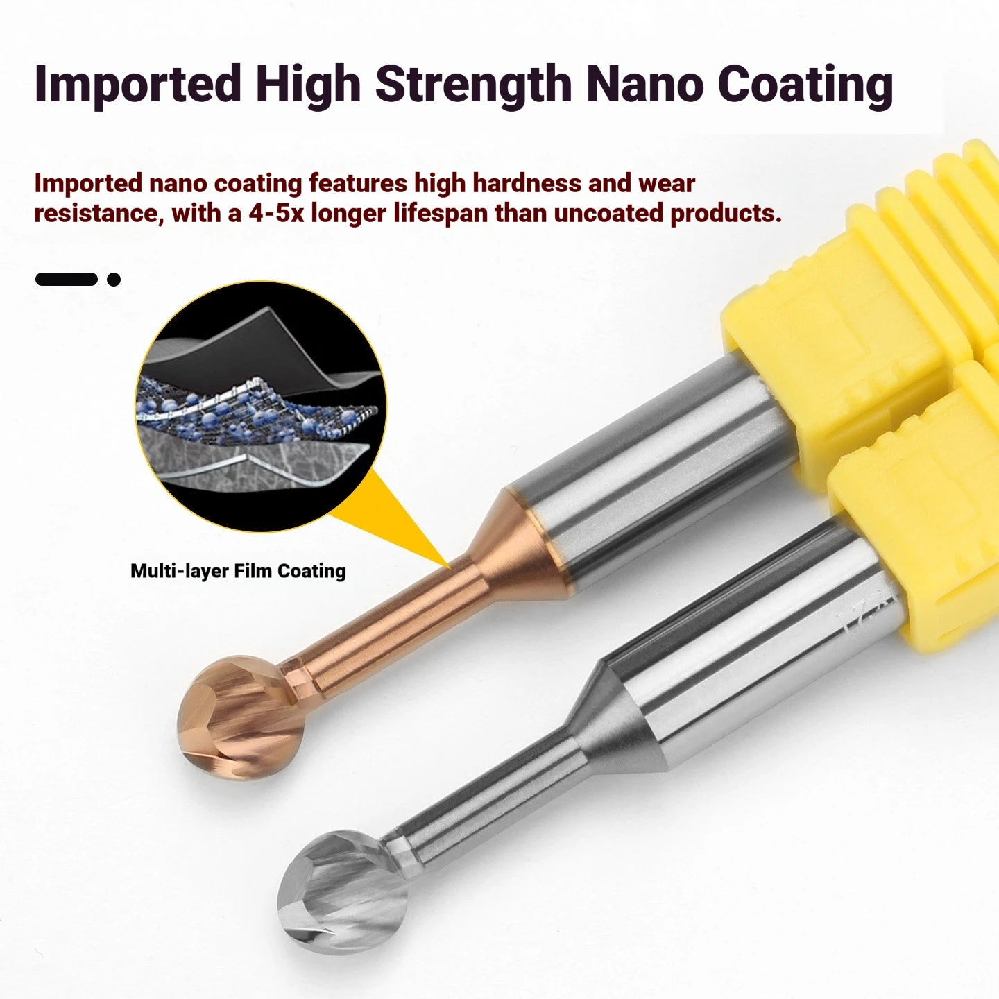 58HRC Solid Carbide Lollipop Ball T Slot End Mill Coated Extended Cnc Cutter R1-R6 For Steel Aluminum 3D Processing