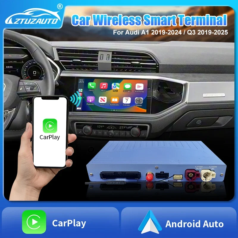 Wireless AIBox CarPlay For Audi A1 Q3 MIB3 2019-2025 Android Auto Support Front Camera Reverse Camera Mirror-Link Retrofit Box