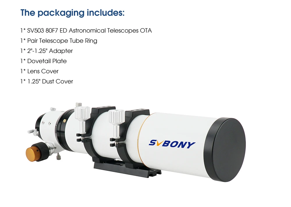 Svbony SV503 Astro Telescope 70/80/102ED Extra Low Dispersion Achromatic Refractor OTA For Exceptional Viewing Astrophotography