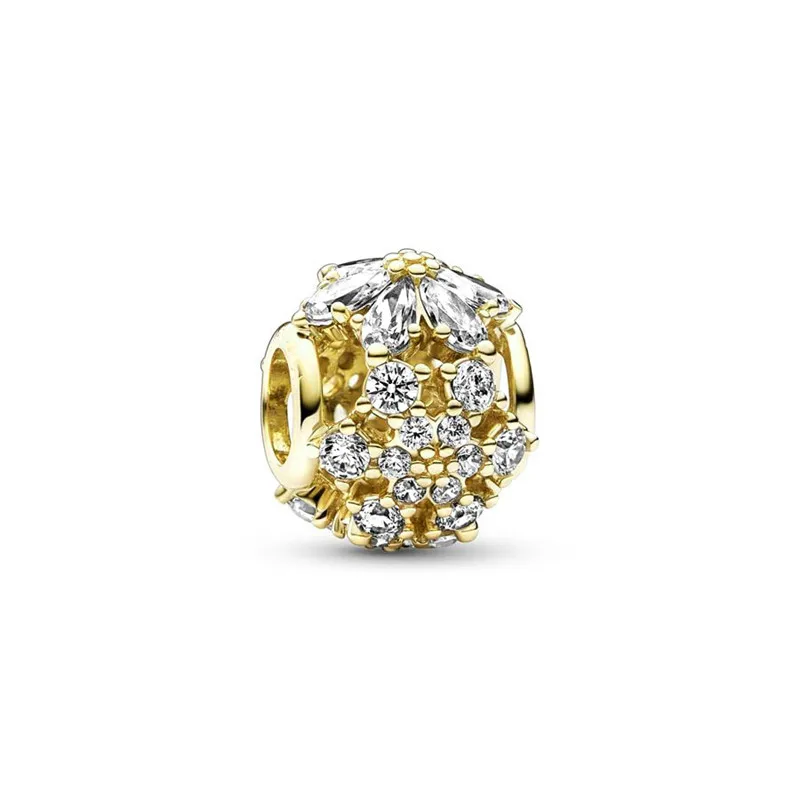 جديد غرامة ندفة الثلج سلسلة خرز تميمة احتفالي ندفة الثلج سحر صالح الأصلي الأوروبي أساور اكسسوارات DIY بها بنفسك النساء المجوهرات هدية