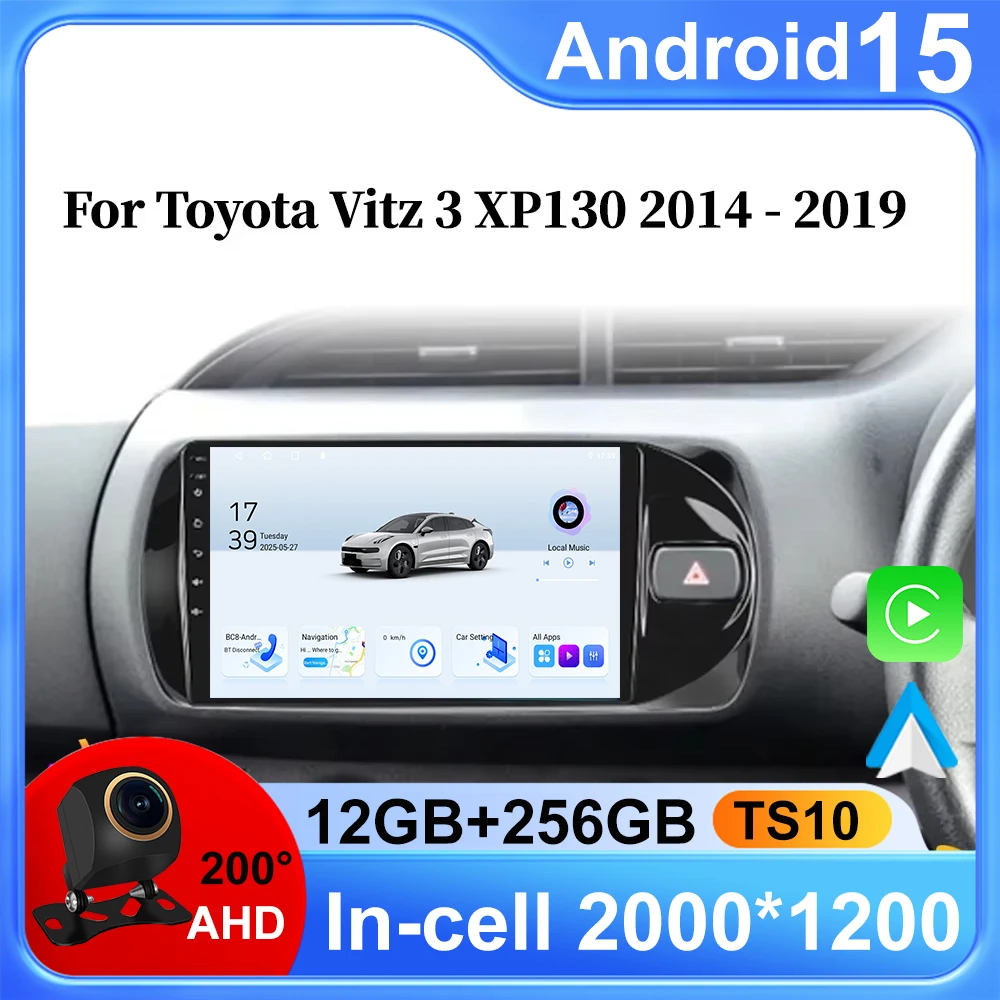 

Автомобильный радиоприемник Android 15 Carplay для Toyota Vitz 3 XP130 2014 2015 2016 2017 2018 2019 Мультимедийный видеоплеер Навигация GPS Стерео