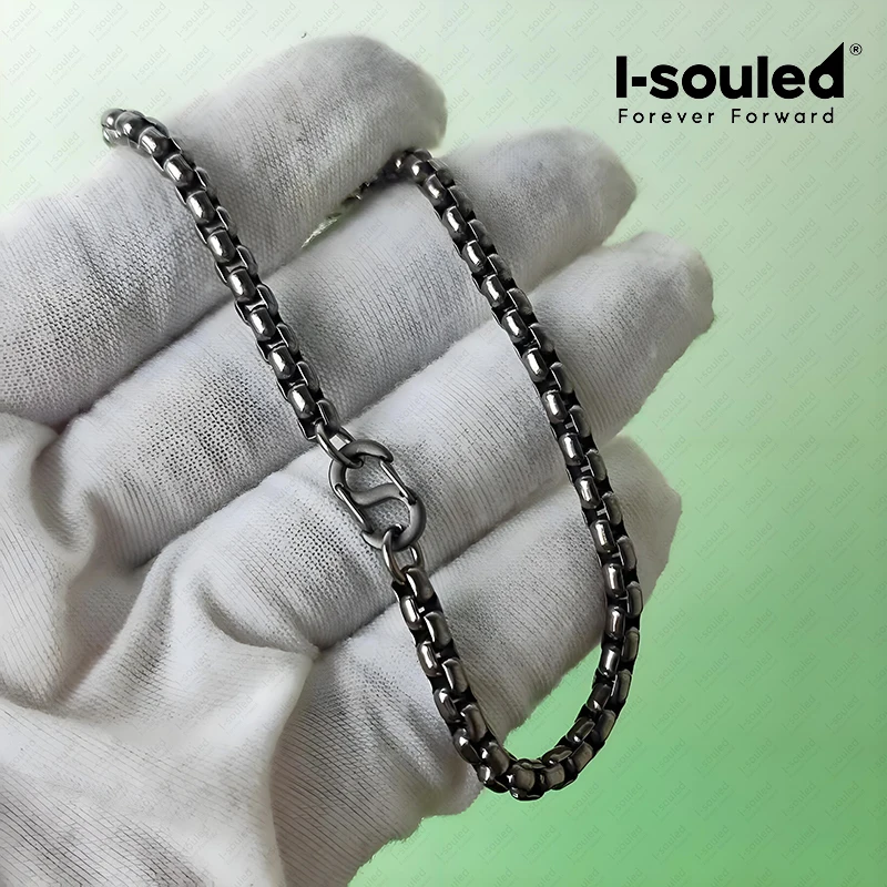 

2025 True Titanium 4MM Box Chain Bracelet for Men - Hypoallergenic Lightweight Jewelry Gift
