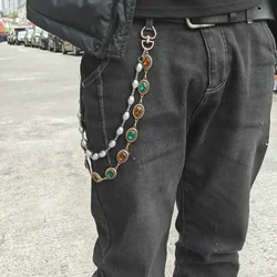 2025 New Model Retro Agate Pearl Pants Chain Fashionable Men And Women One's Waist Luxury Accessories Hip Hop Jewelry Key Chain
