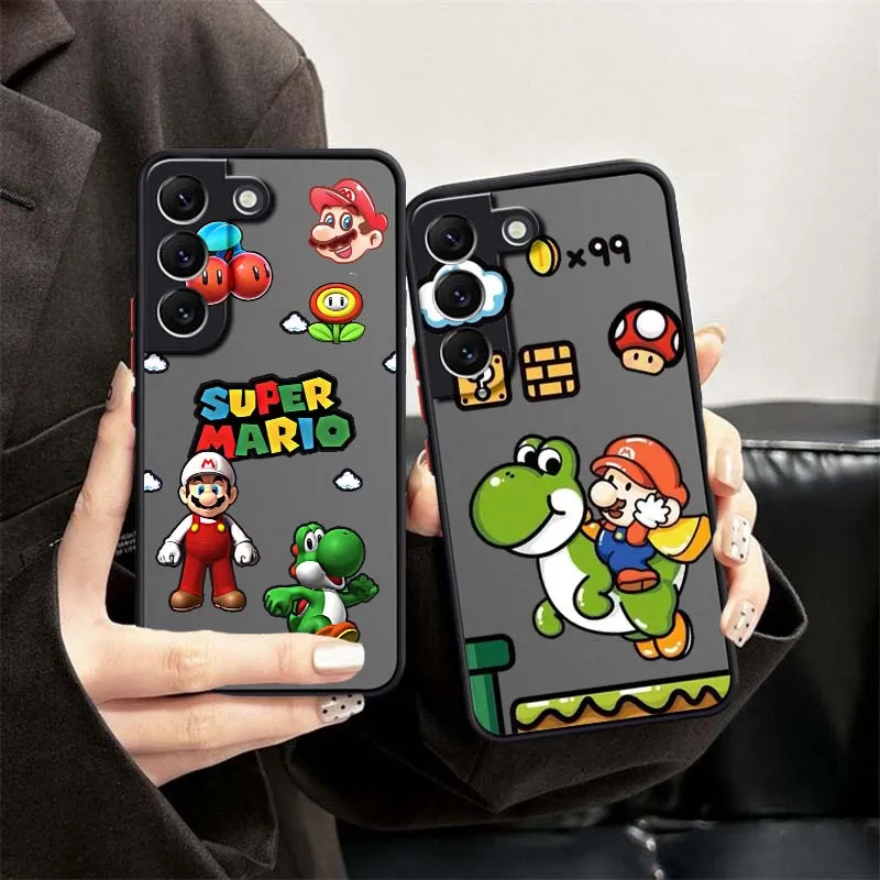 

Simple Style M-Mario Anime For Samsung S25 S24 S23 S22 S21 S20 S10 S9 Ultra Plus Edge FE 5G Frosted Translucent Phone Case