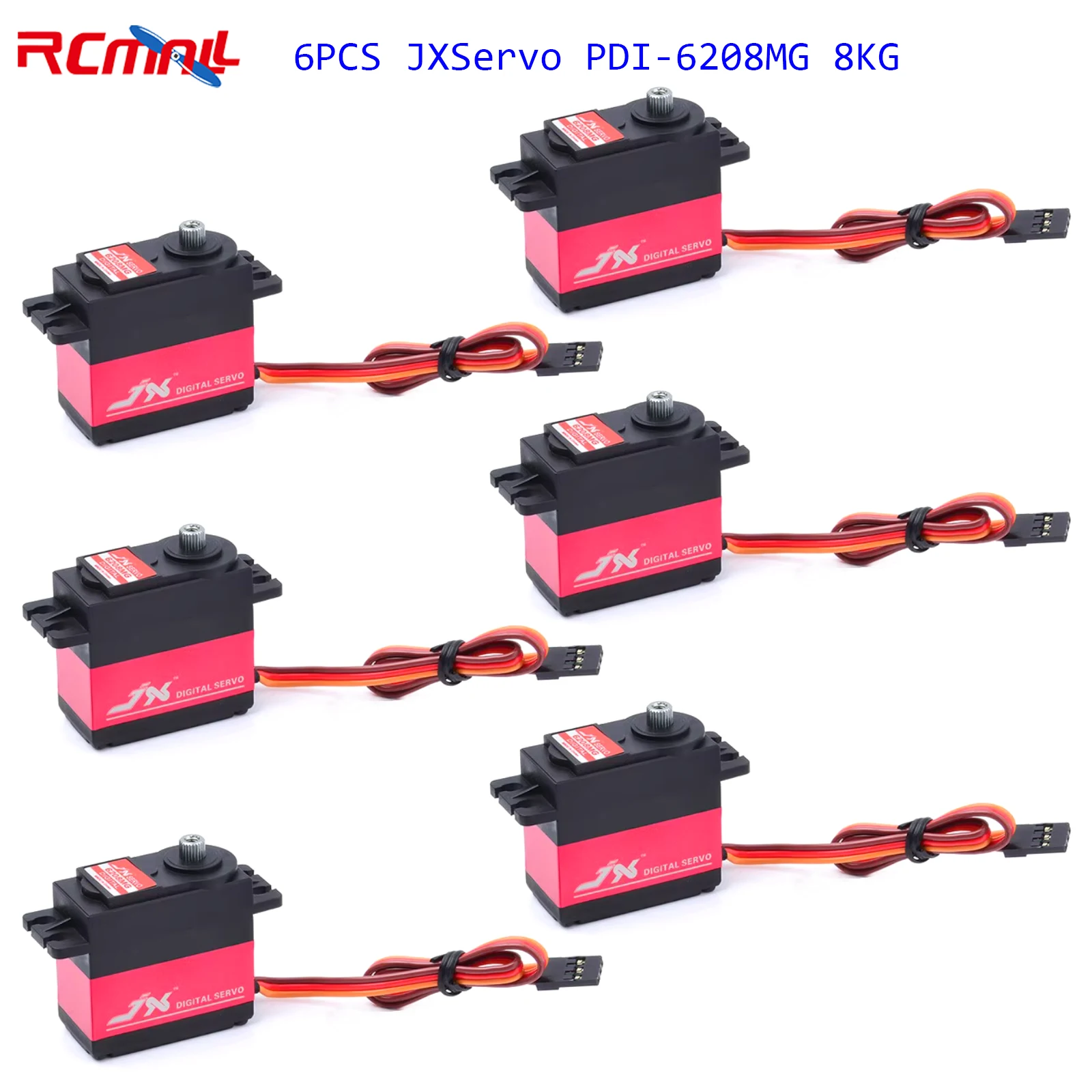 6PCS JXServo PDI-6208MG 6V 8KG 120 Degree Digital Servo High Speed Brushed Motor Metal Gear Servo Motor for Drift Car Model