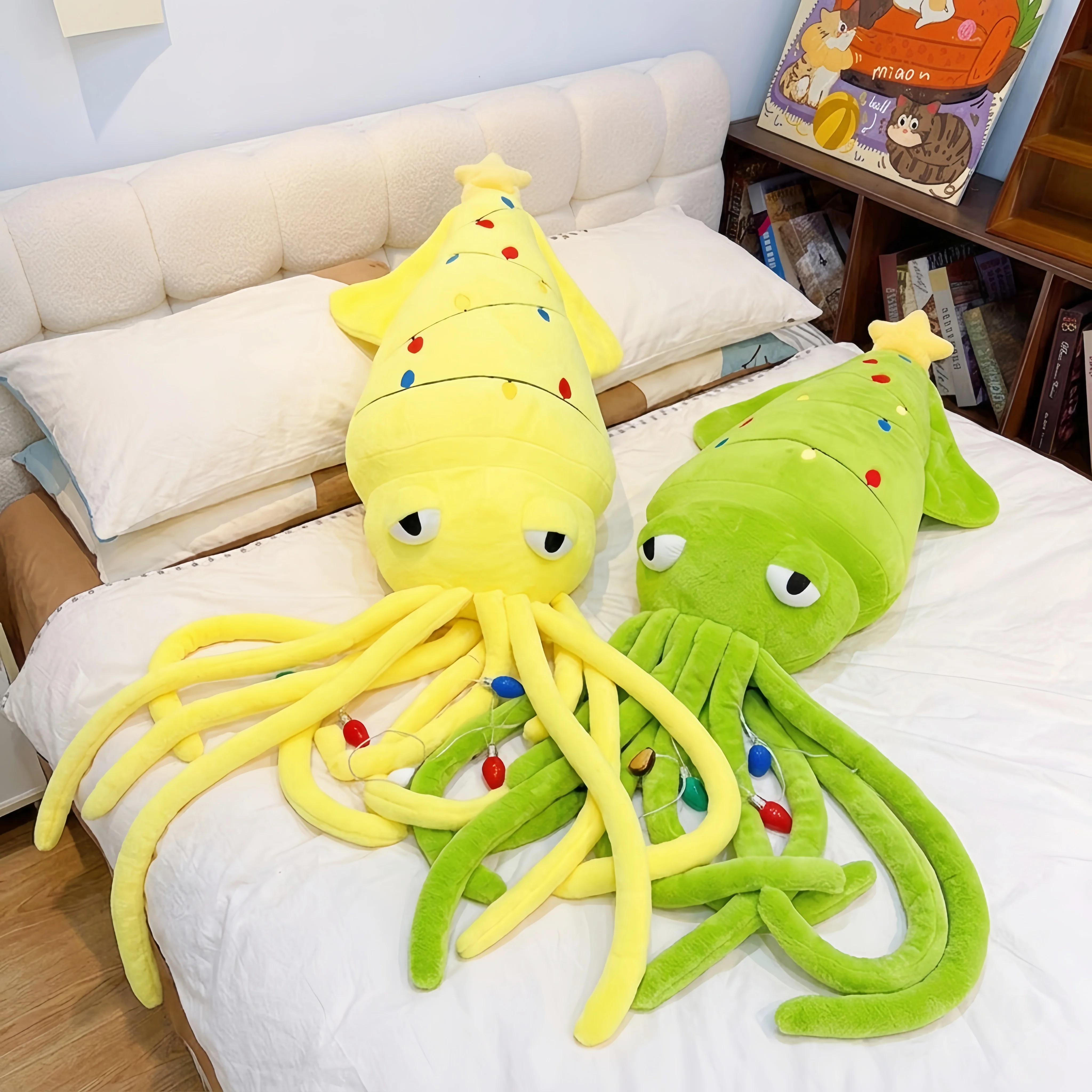 Squid Plush Pillow Long Cuttlefish Stuffed Animal Doll Throw Cushion Sofa Bedroom Decor Sea Creature Plush Toy Birthday Gift