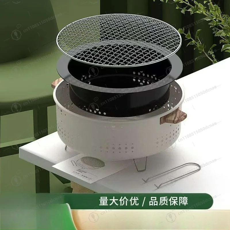 屋外用ポータブル家庭用暖炉丸型韓国炭火焼きグリル家庭用茶焚きキャンプbbqグリル