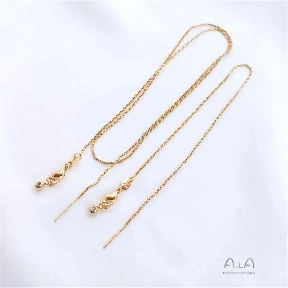 14K Gold Plated Needle-style universal necklace bracelet box carefully adjusted chain retractable beaded clavicle chain