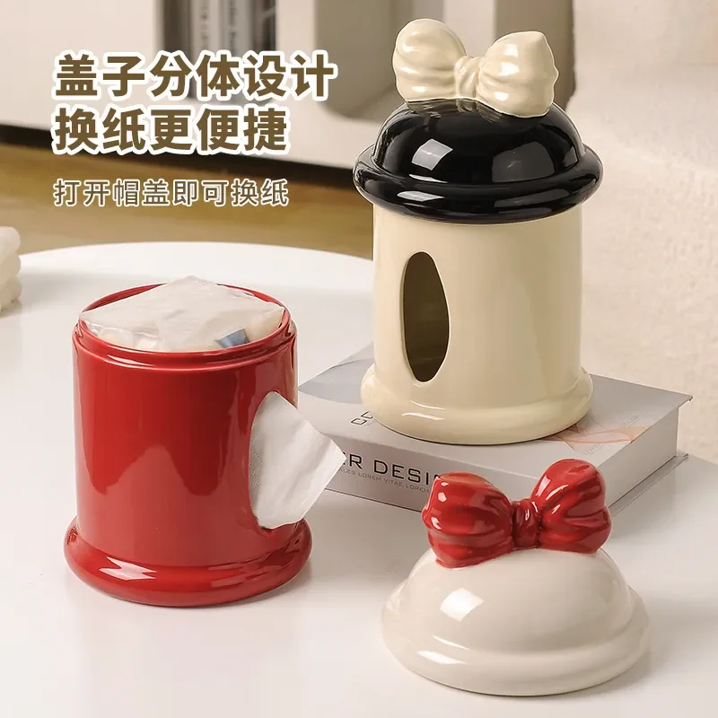 Cream Ceramic Tissue Box High End Light Luxury Creative Home Decor for Living Room Coffee Table Elegant Paper Napkin Holder