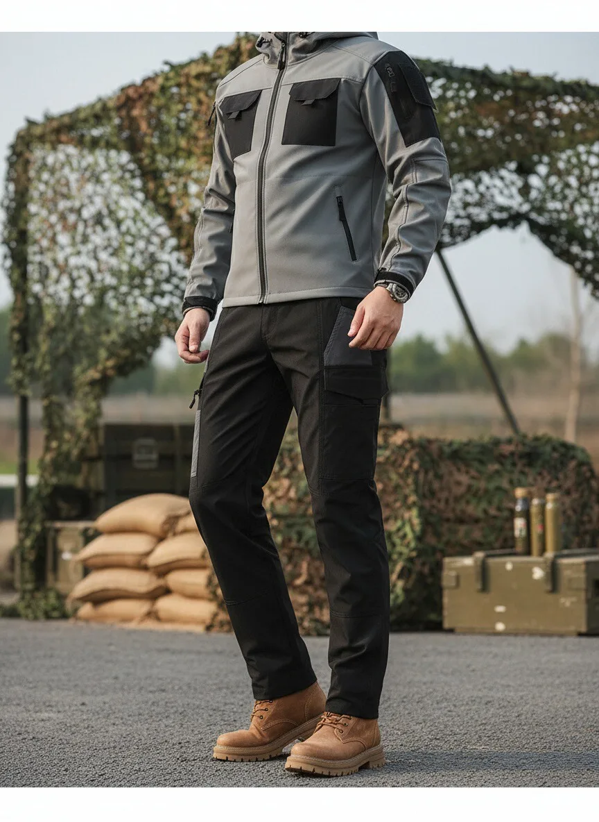 

Winter Thicken Men Camo Suit Tactical Sets Training Multi-pocket Hooded OTS Jacket Fleece Pants Waterproof Hunting Clothes 2pcs