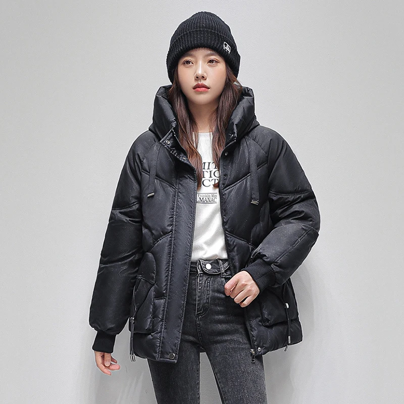 Down Padded Jacket Women Overcoat 2025 New Winter Thickened Jacket Female Short Coat Korean Warm Loose Hooded Parka Outerwear