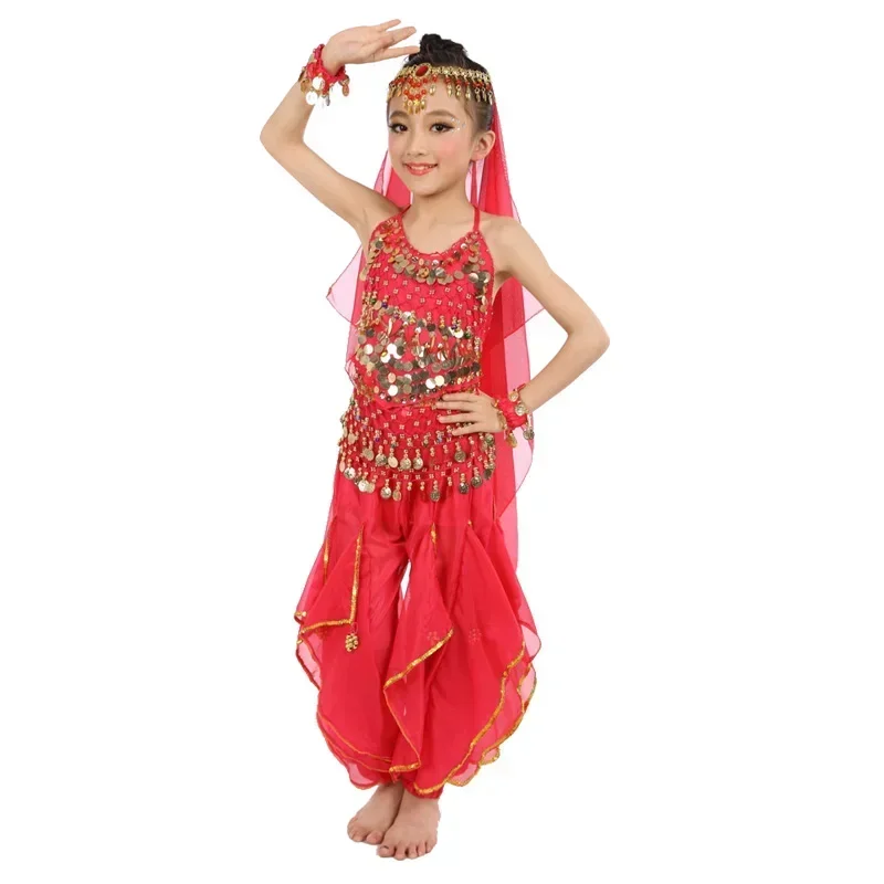 8 colori costumi di danza del ventre bambini nuovo stile bambino danza del ventre ragazze Bollywood vestito di stoffa prestazioni indiane 7 pz/set