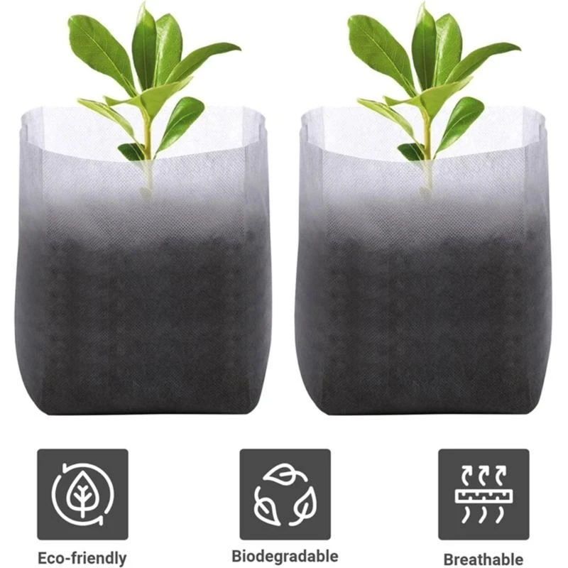  Indoor Non-woven Fabric Germination  Bags Nursery Plant Grow Bags Flower Planting Bag Gardening Supplies 100 Pack