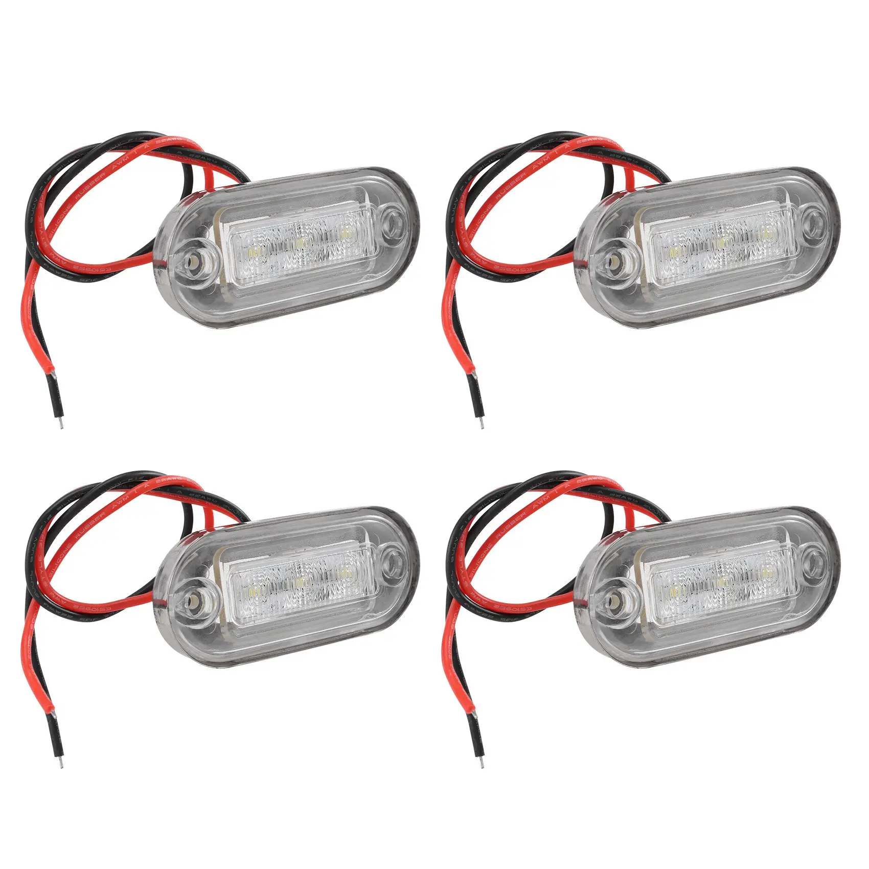 4Pcs 12V Boat Marine Signal Lamp Clear Grade Large Waterproof LED Courtesy Lights Stair Deck White